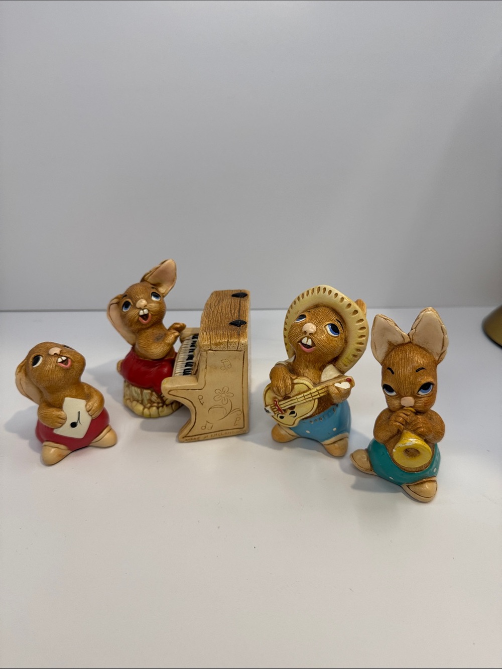 Vintage PenDelfin Rabbit Musicians Figurine Lot of 5 Made in England